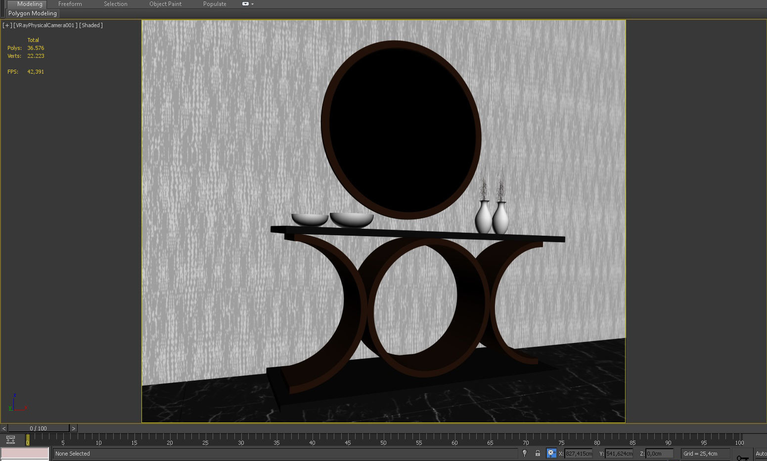 3D CONSOLE MODEL 3D model modern table with round mirror 3D model_2