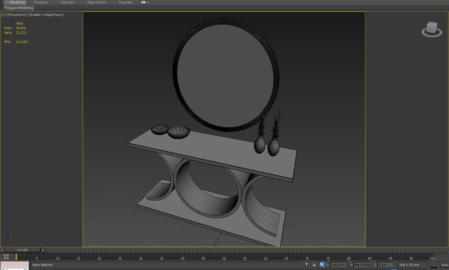 3D CONSOLE MODEL 3D model modern table with round mirror 3D model_6
