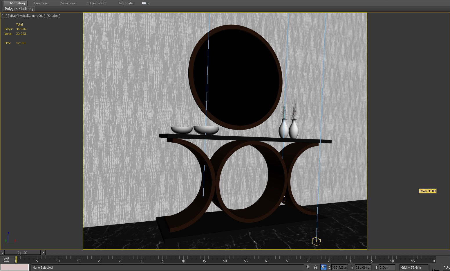 3D CONSOLE MODEL 3D model modern table with round mirror 3D model_1