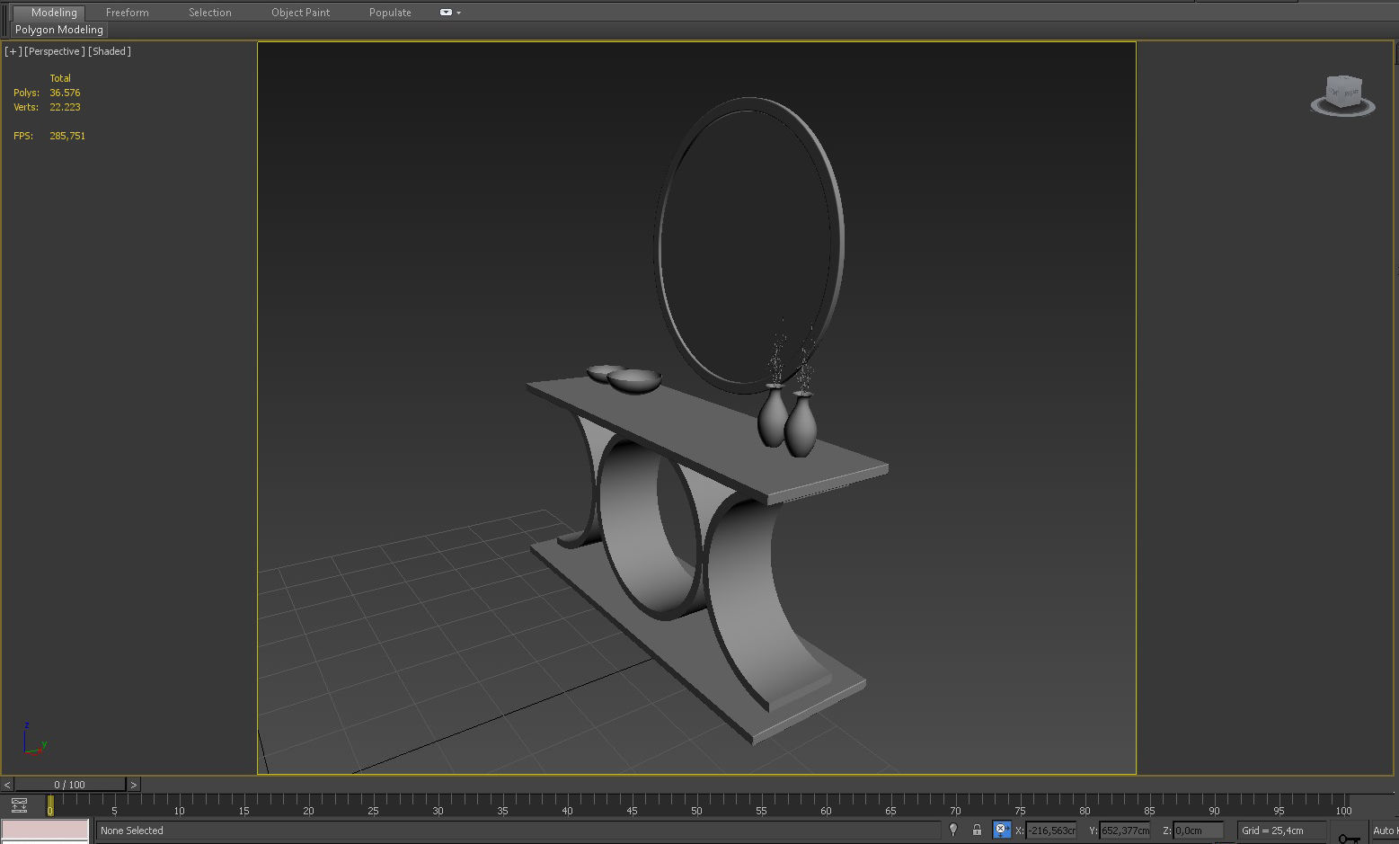 3D CONSOLE MODEL 3D model modern table with round mirror 3D model_5