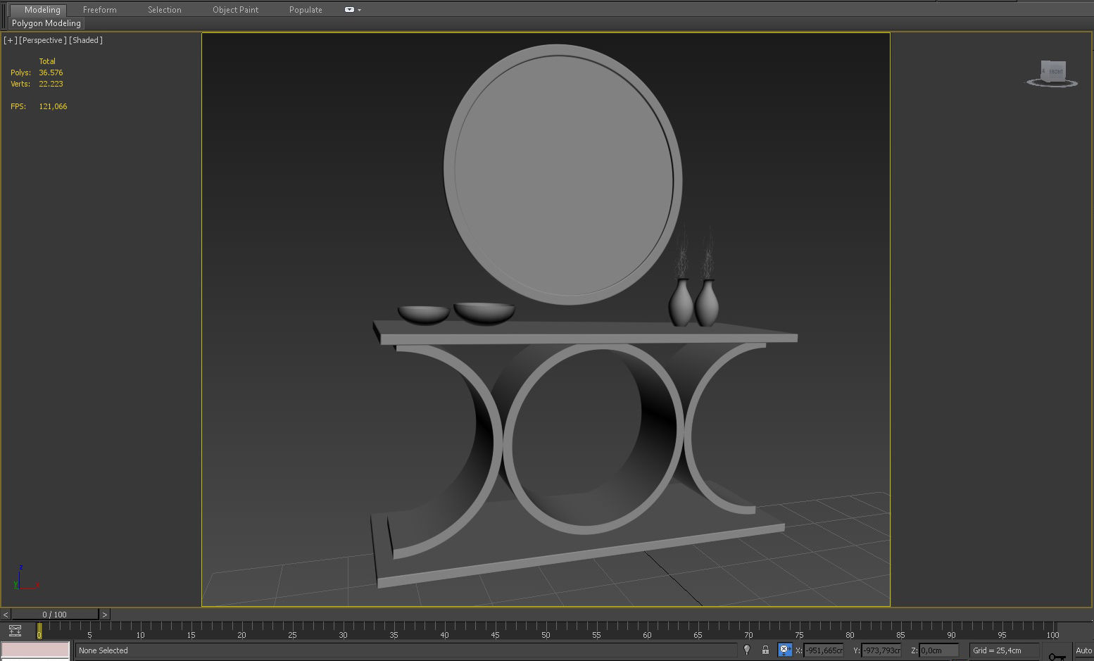 3D CONSOLE MODEL 3D model modern table with round mirror 3D model_4