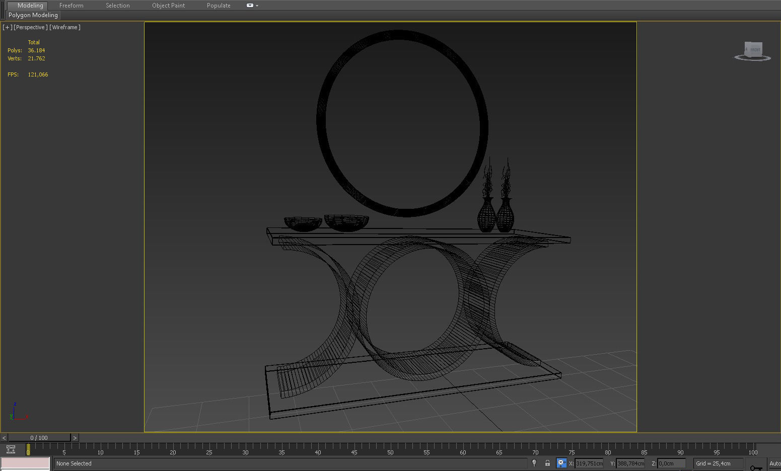 3D CONSOLE MODEL 3D model modern table with round mirror 3D model_3