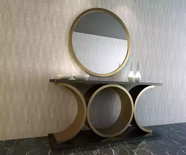 3D CONSOLE MODEL 3D model modern table with round mirror