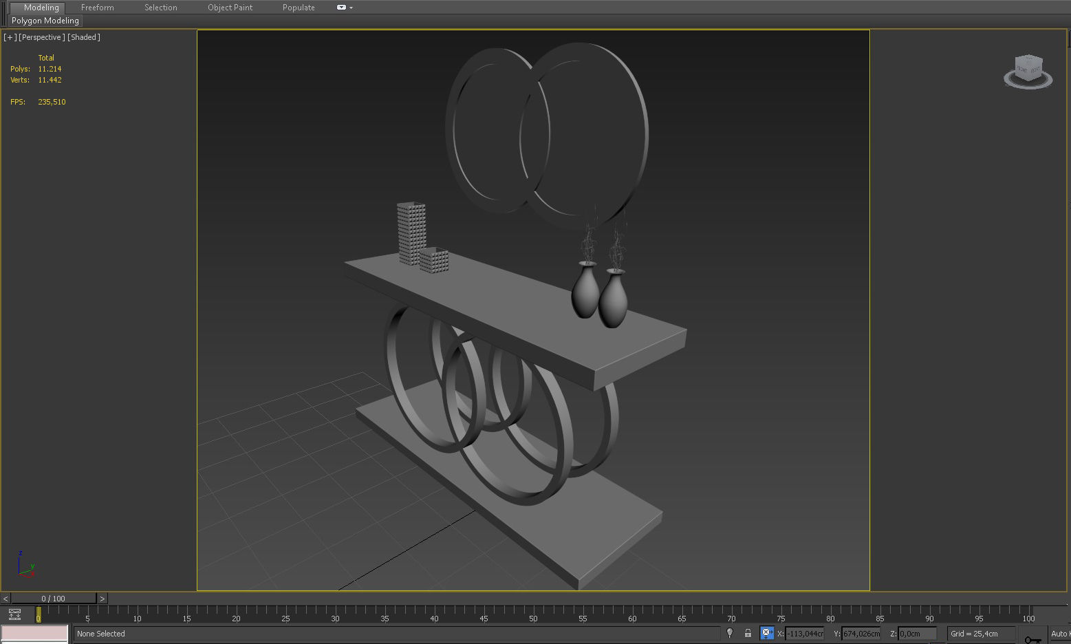 3D CONSOLE MODEL 3D model modern table with two circular mirrors 3D model_4