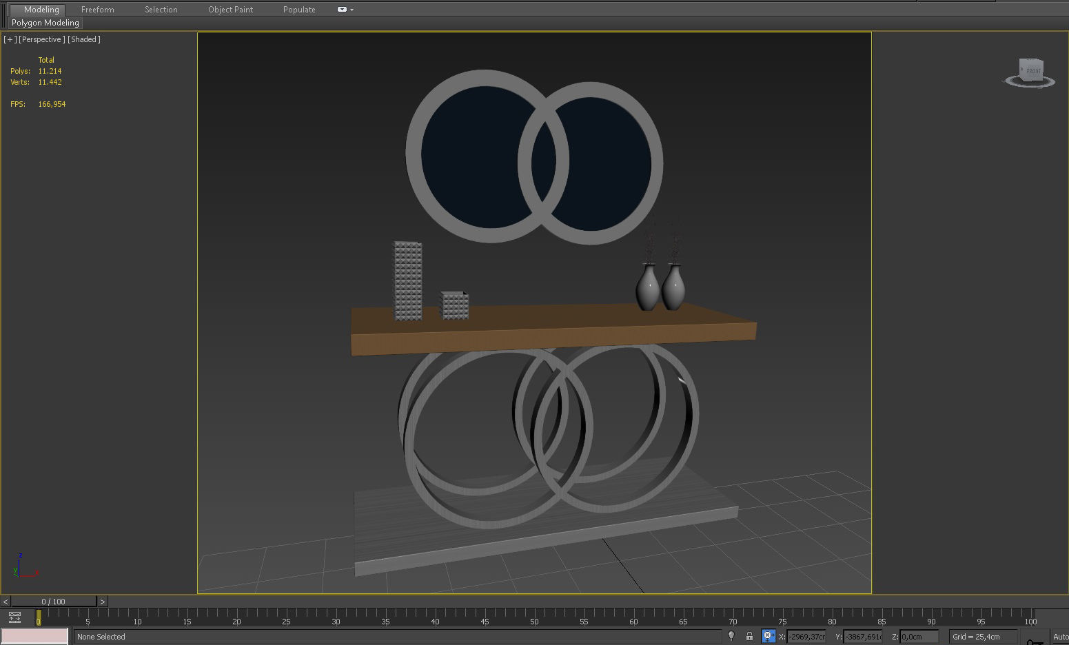 3D CONSOLE MODEL 3D model modern table with two circular mirrors 3D model_2