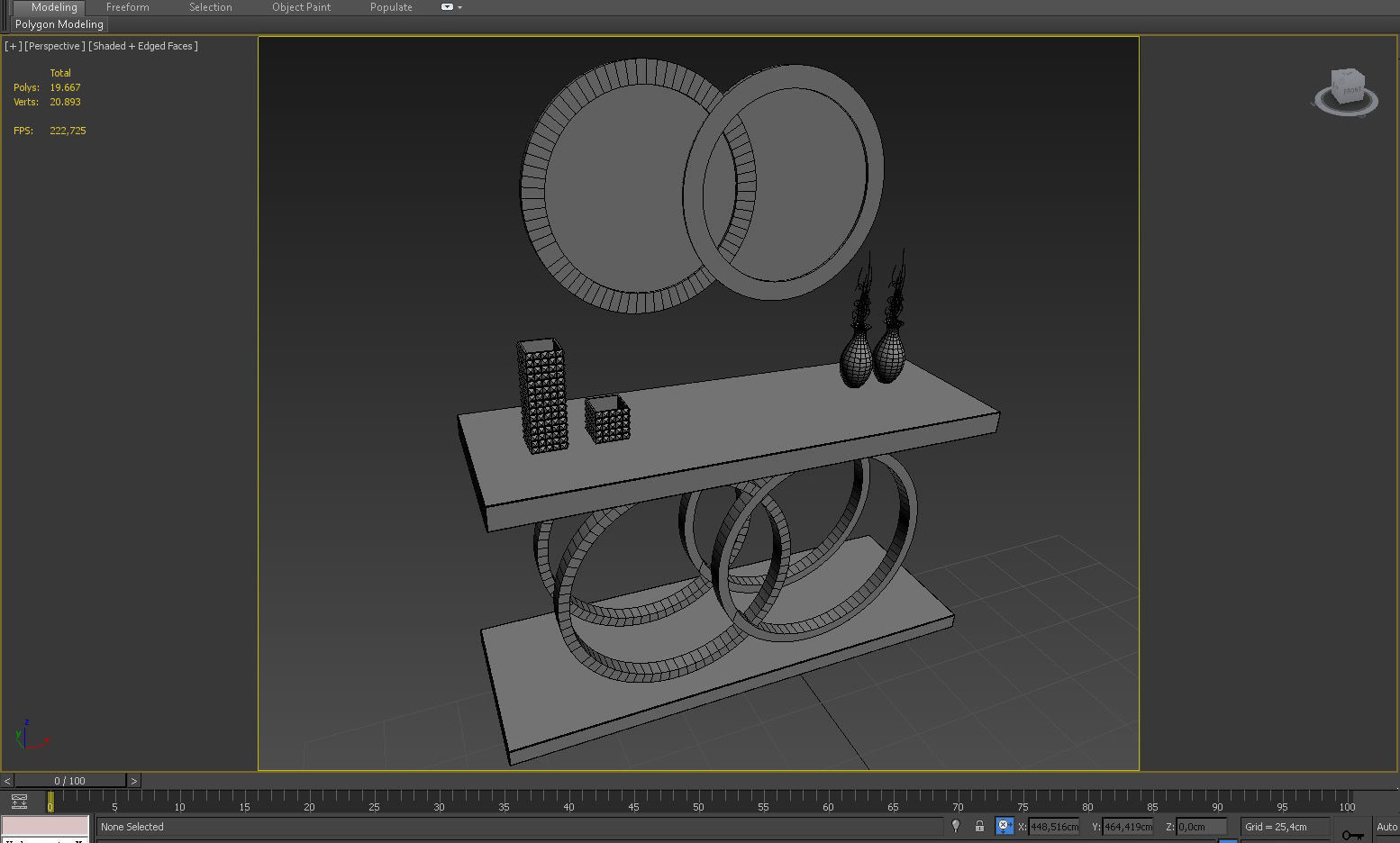 3D CONSOLE MODEL 3D model modern table with two circular mirrors 3D model_6