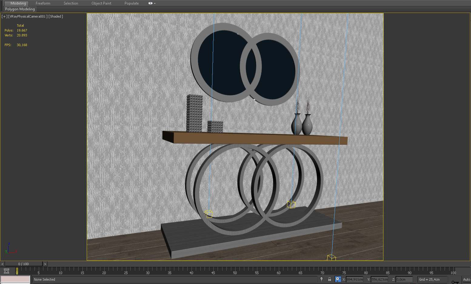 3D CONSOLE MODEL 3D model modern table with two circular mirrors 3D model_1