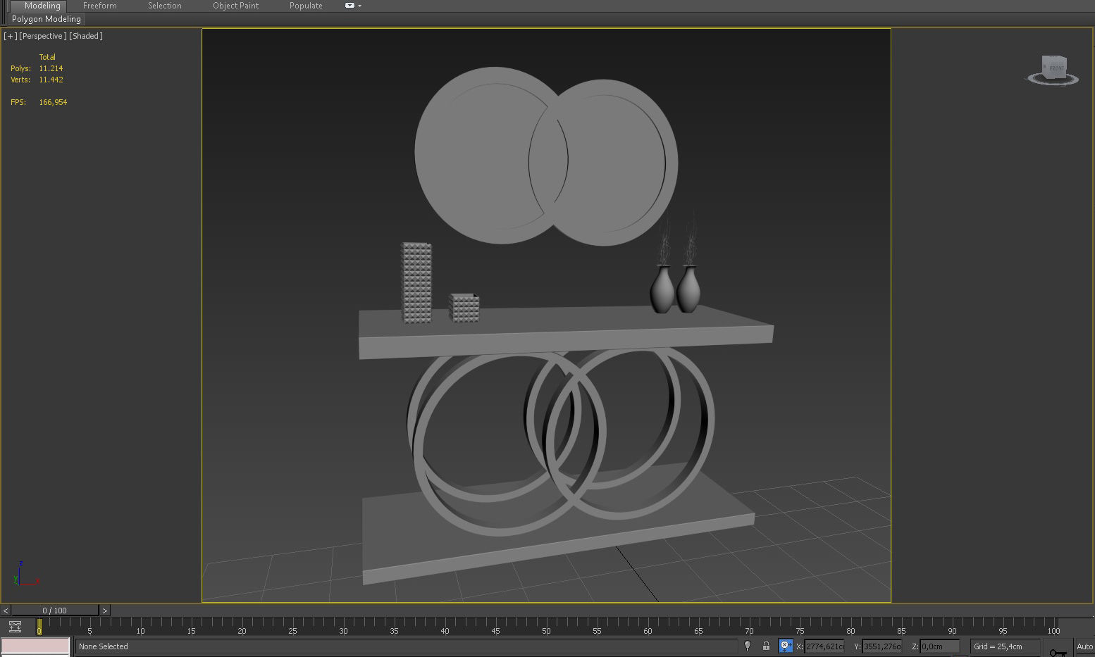 3D CONSOLE MODEL 3D model modern table with two circular mirrors 3D model_3