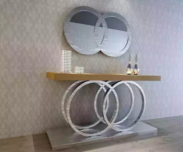 3D CONSOLE MODEL 3D model modern table with two circular mirrors
