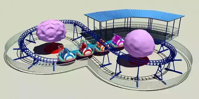 Family Roller Coaster Ride 3D model