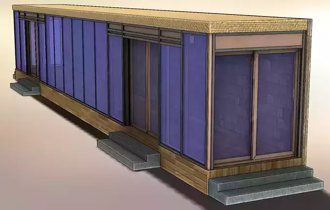 Glazed veranda with sliding doors Free 3D model