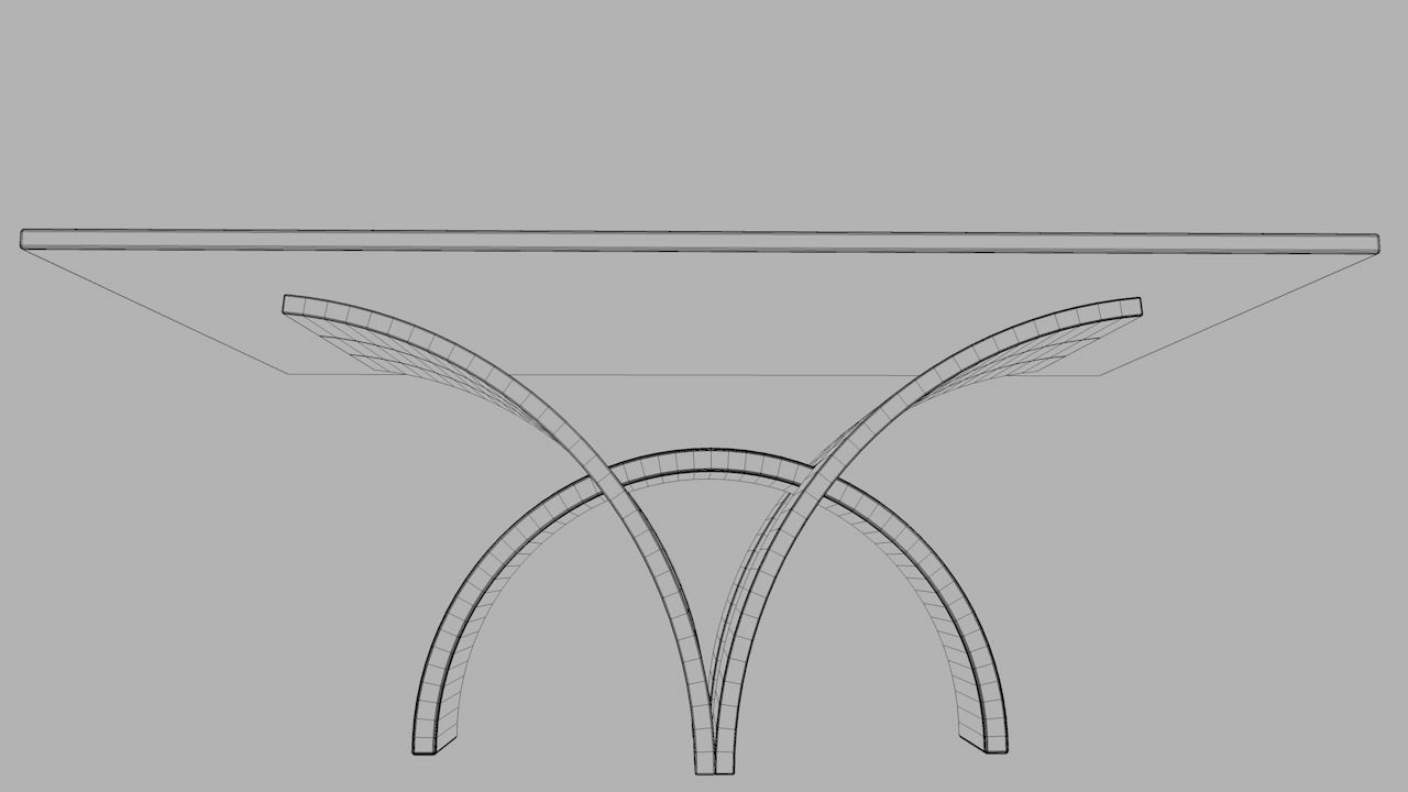 Wooden Dining Table Low-poly 3D model_8