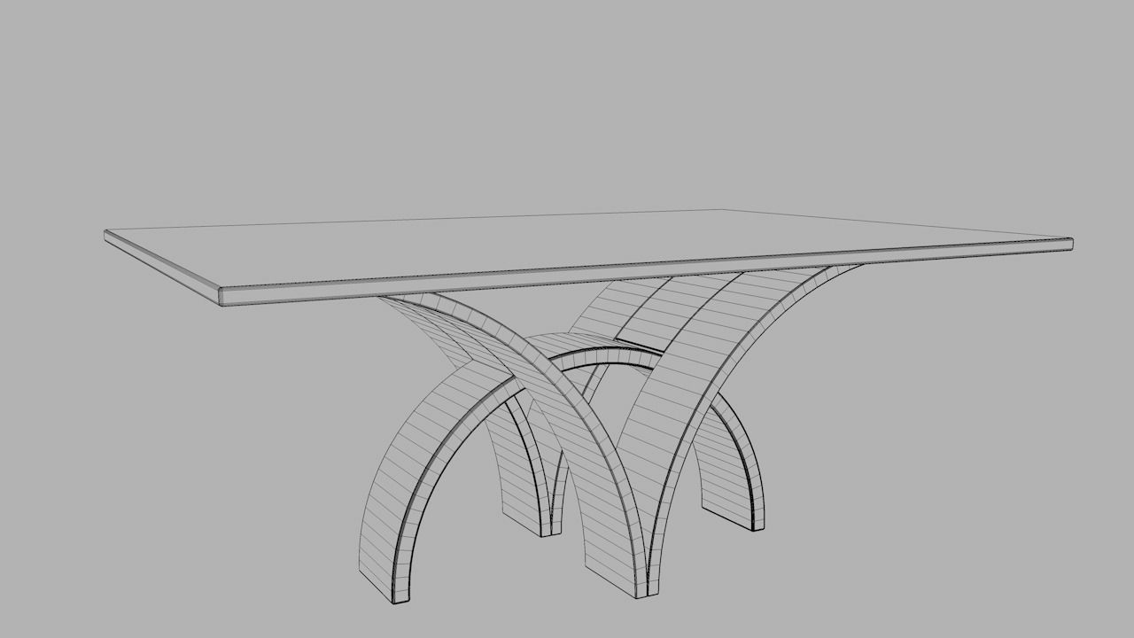 Wooden Dining Table Low-poly 3D model_7