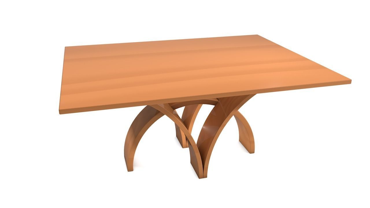 Wooden Dining Table Low-poly 3D model_4