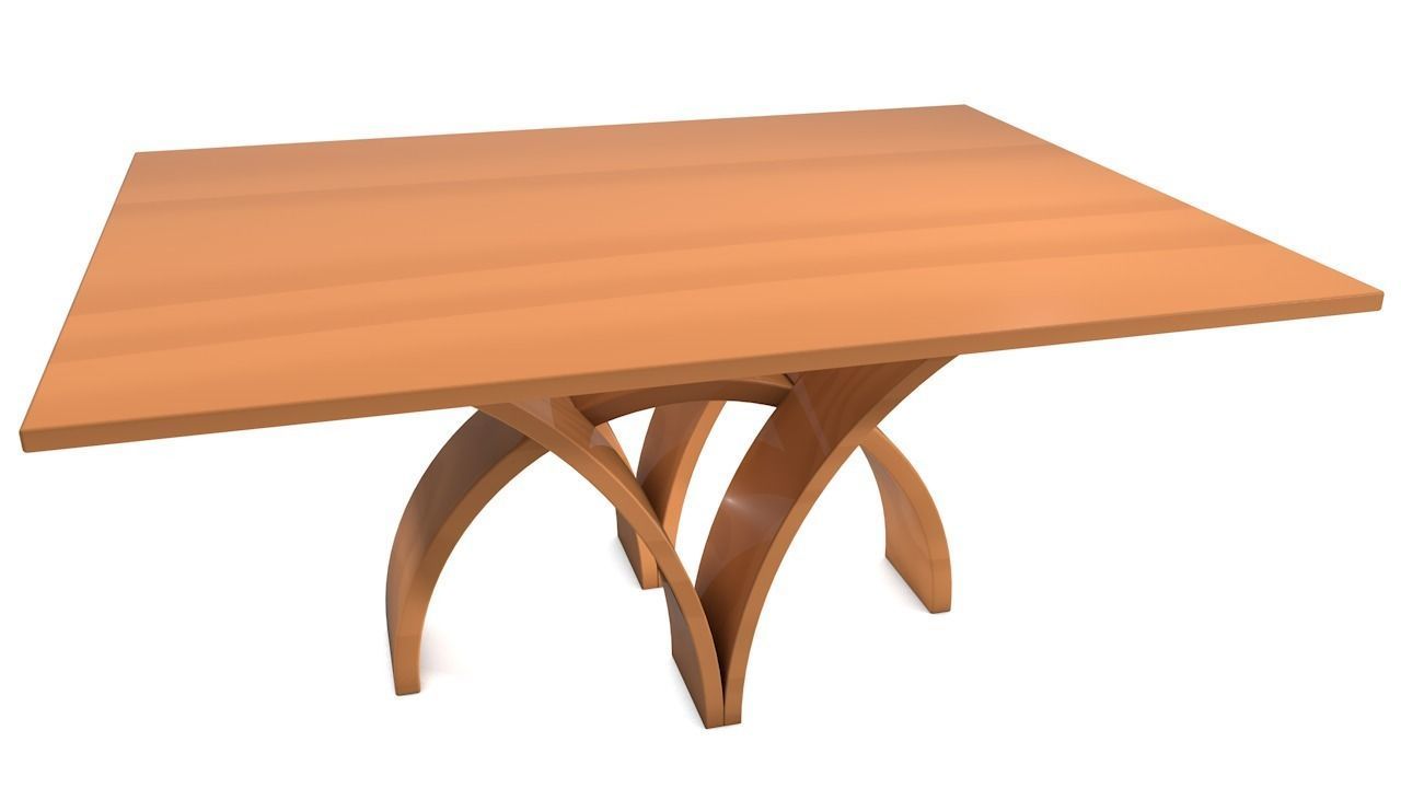 Wooden Dining Table Low-poly 3D model_2