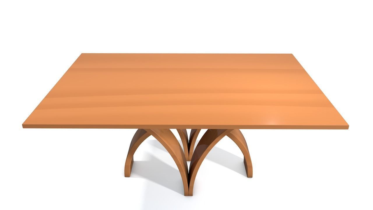 Wooden Dining Table Low-poly 3D model_3