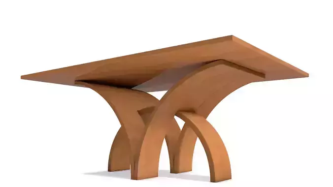 Wooden Dining Table Low-poly 3D model