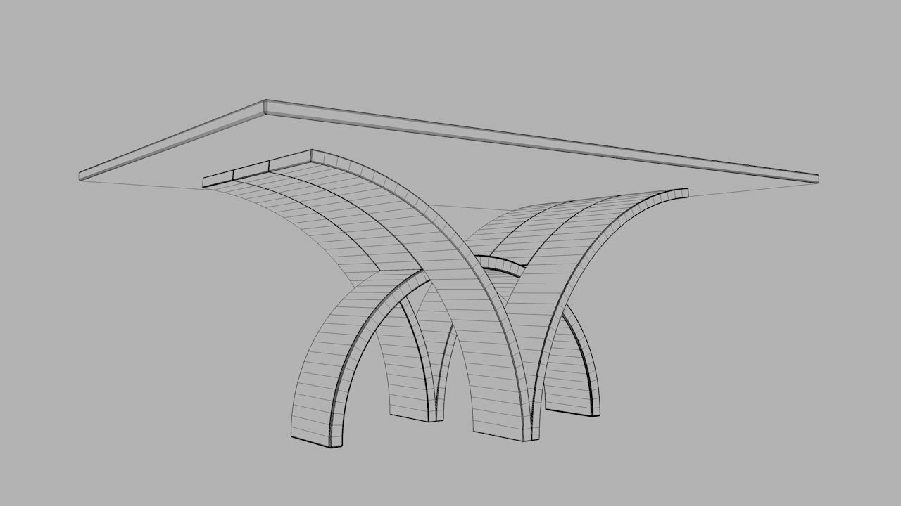 Wooden Dining Table Low-poly 3D model_9