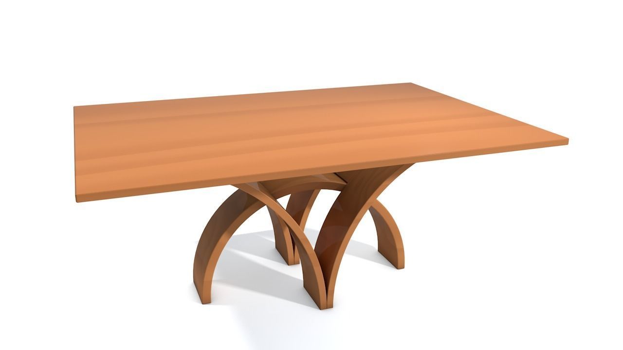 Wooden Dining Table Low-poly 3D model_6