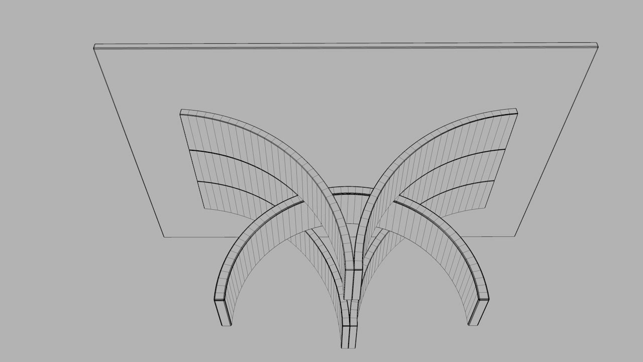 Wooden Dining Table Low-poly 3D model_10