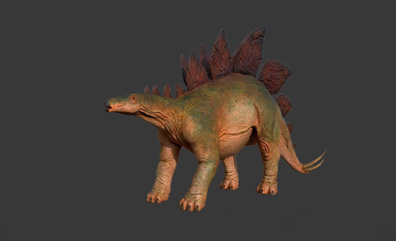 Jurassic Park Stegosaurus Blender Low-poly 3D model_9