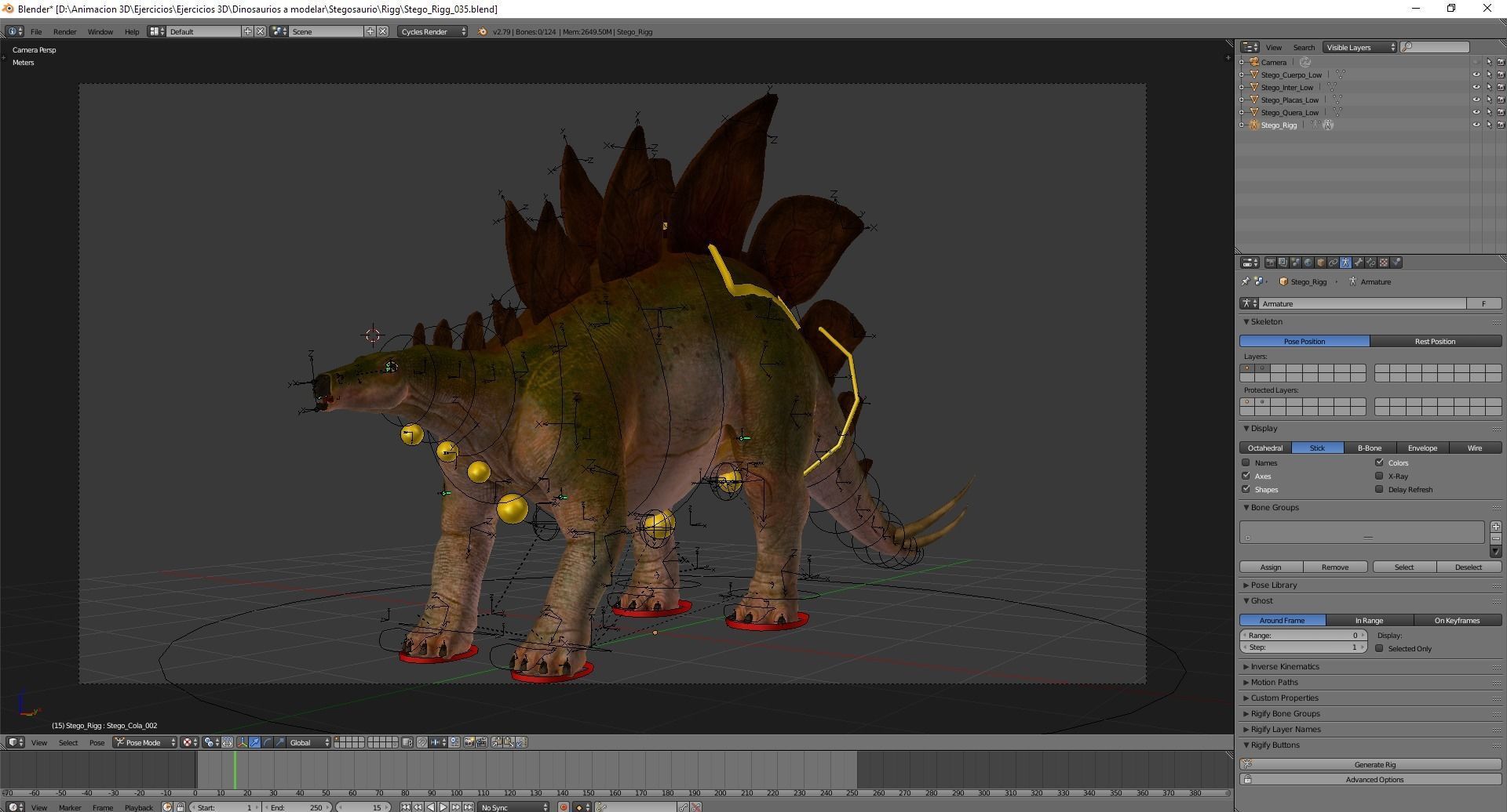 Jurassic Park Stegosaurus Blender Low-poly 3D model_8