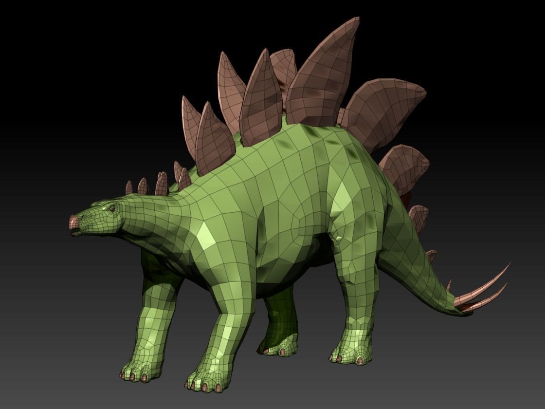 Jurassic Park Stegosaurus Blender Low-poly 3D model_15