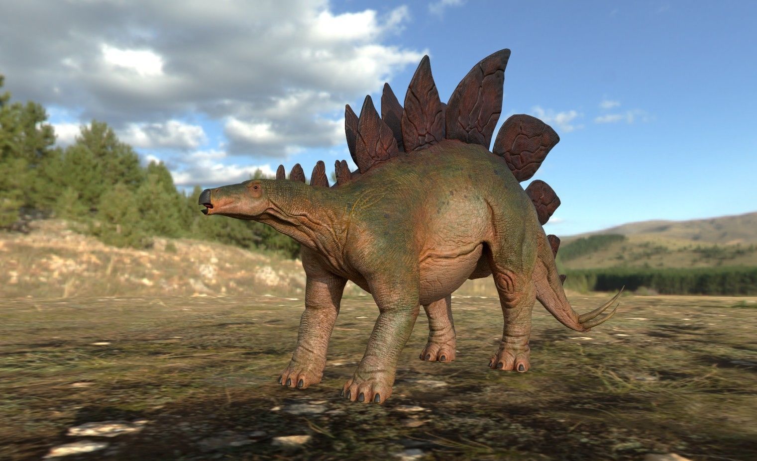 Jurassic Park Stegosaurus Blender Low-poly 3D model_12