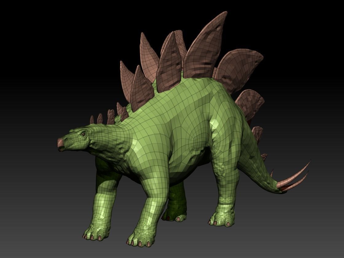 Jurassic Park Stegosaurus Blender Low-poly 3D model_14