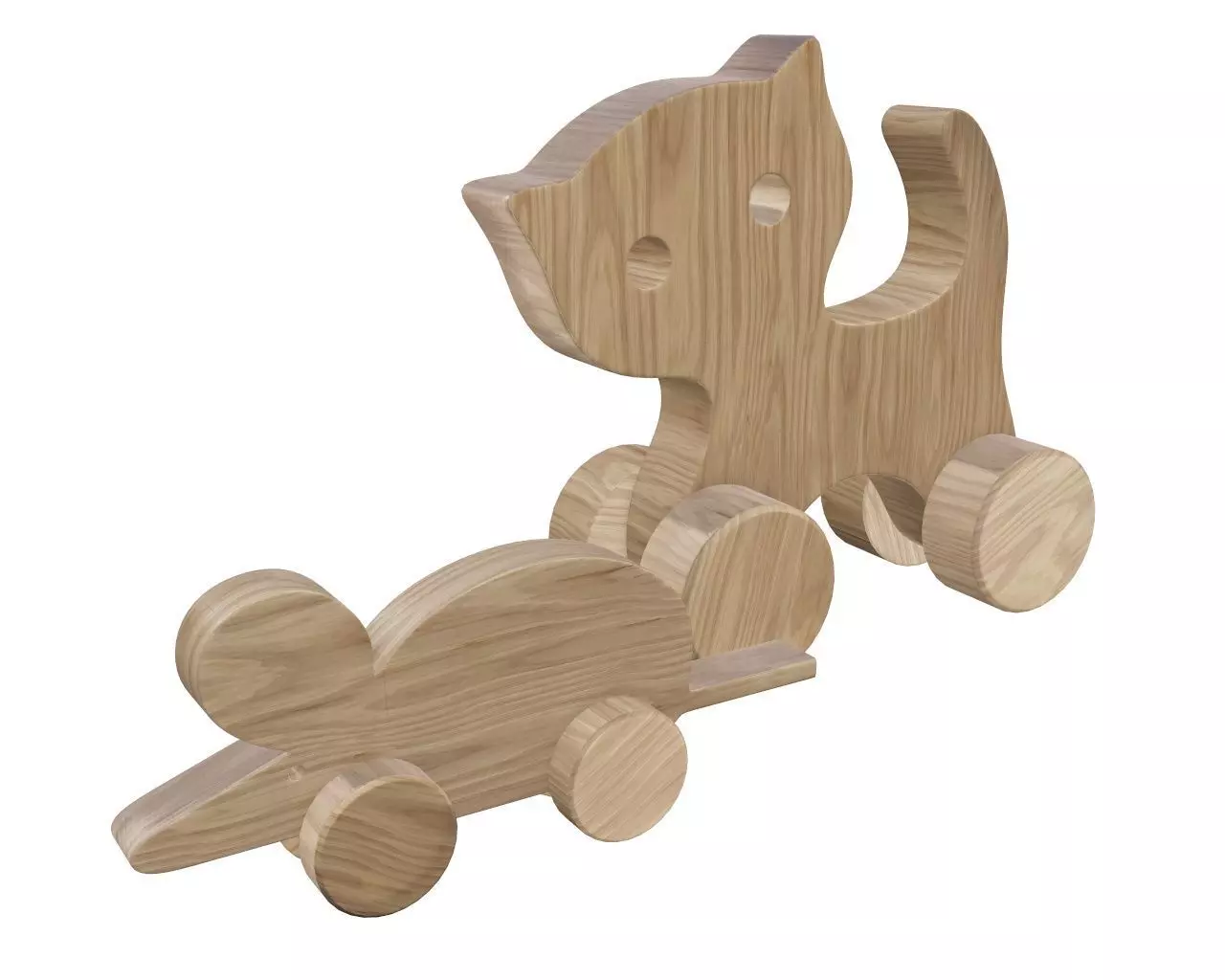 Cat wooden 3D model_0