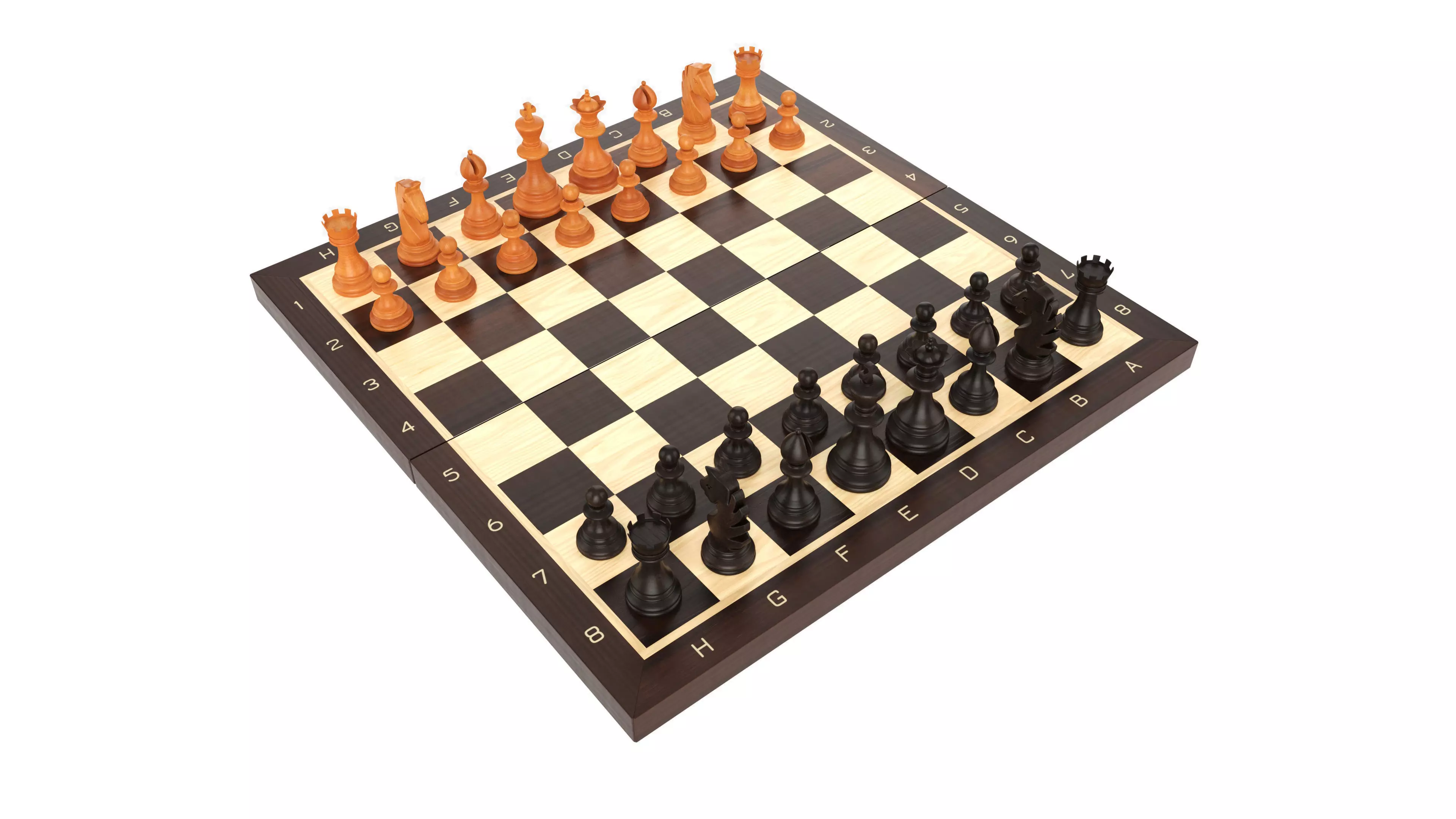 Chessboard game pieces 3D model_0