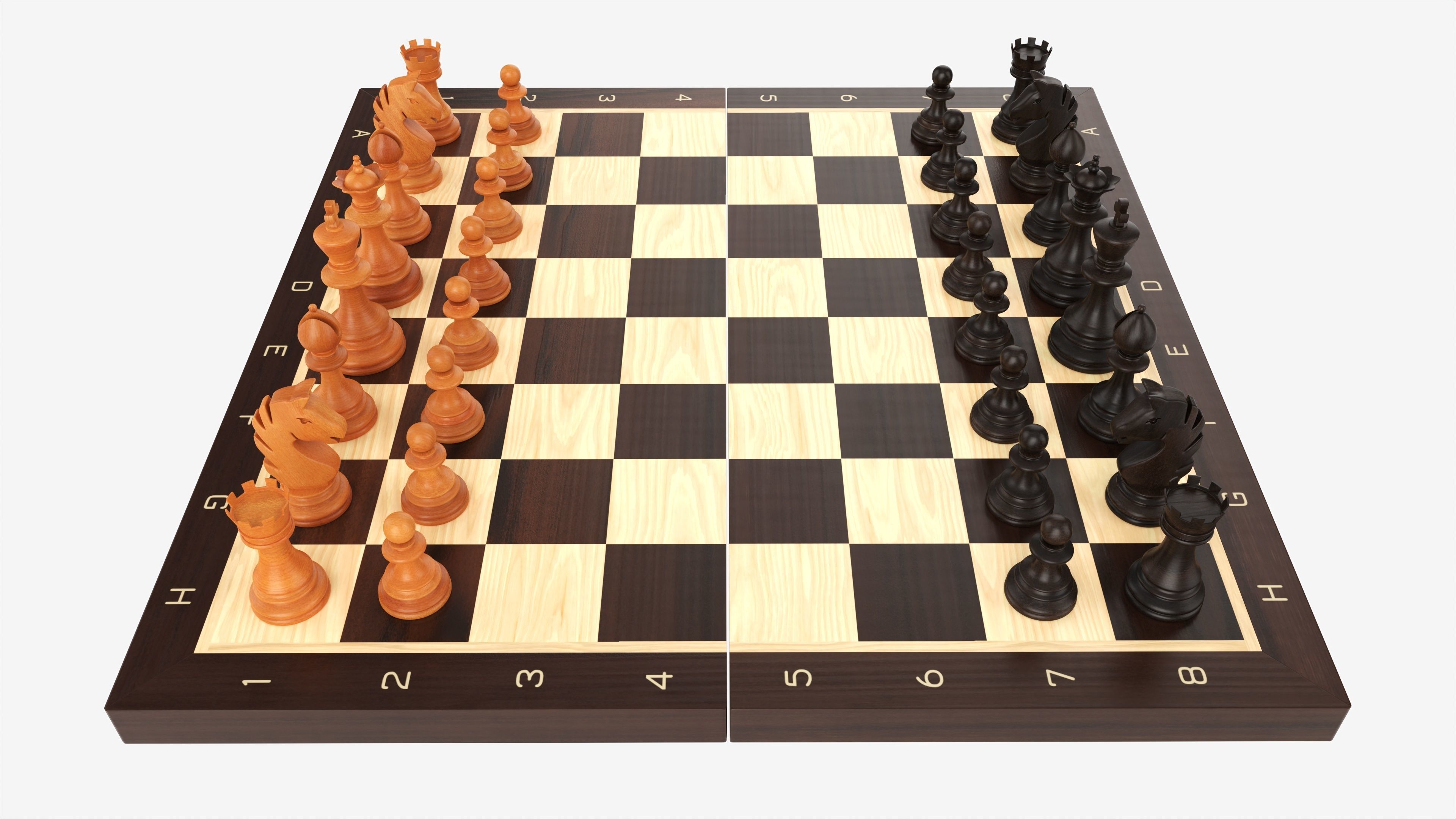 Chessboard game pieces 3D model_2