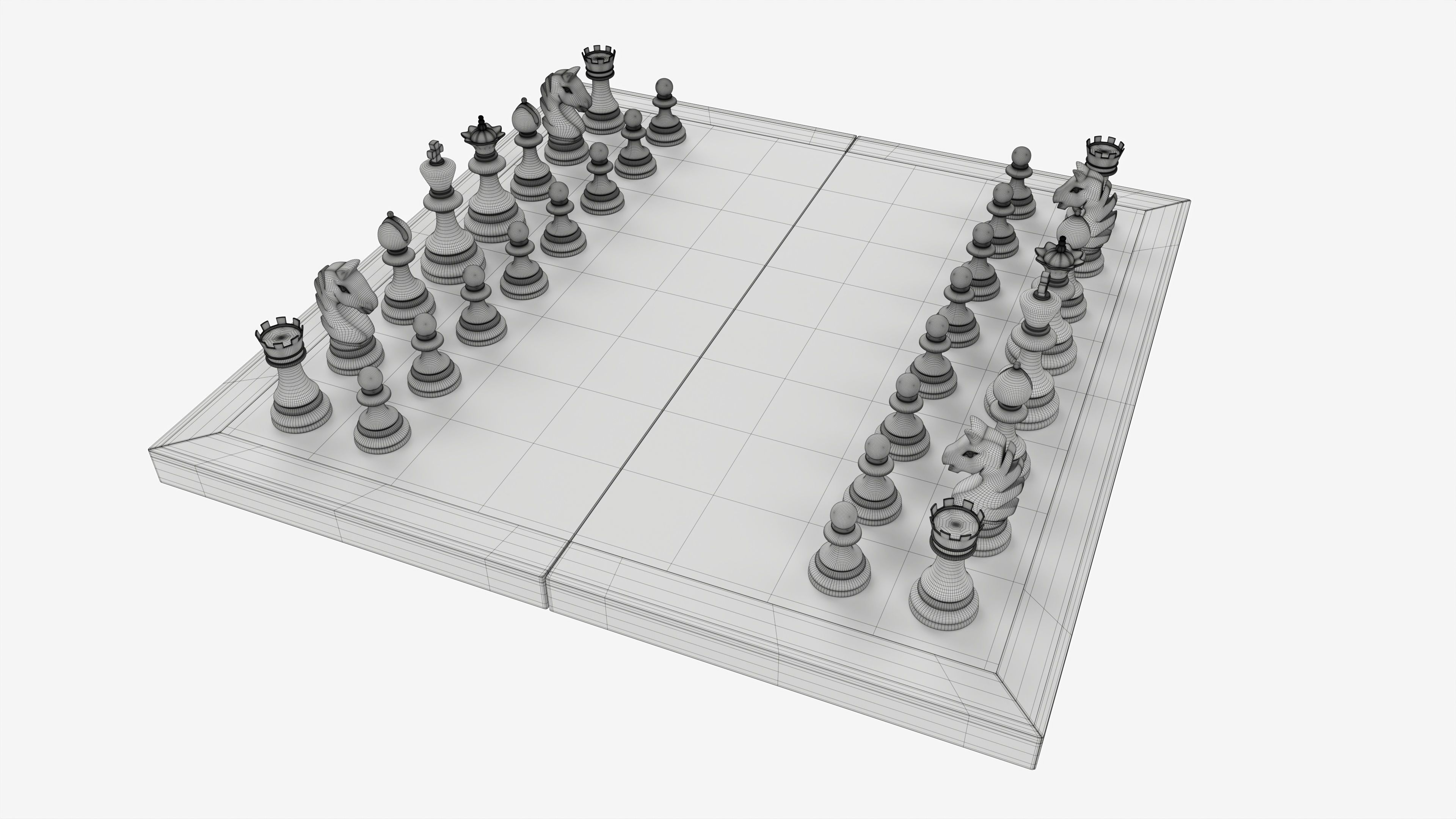 Chessboard game pieces 3D model_5