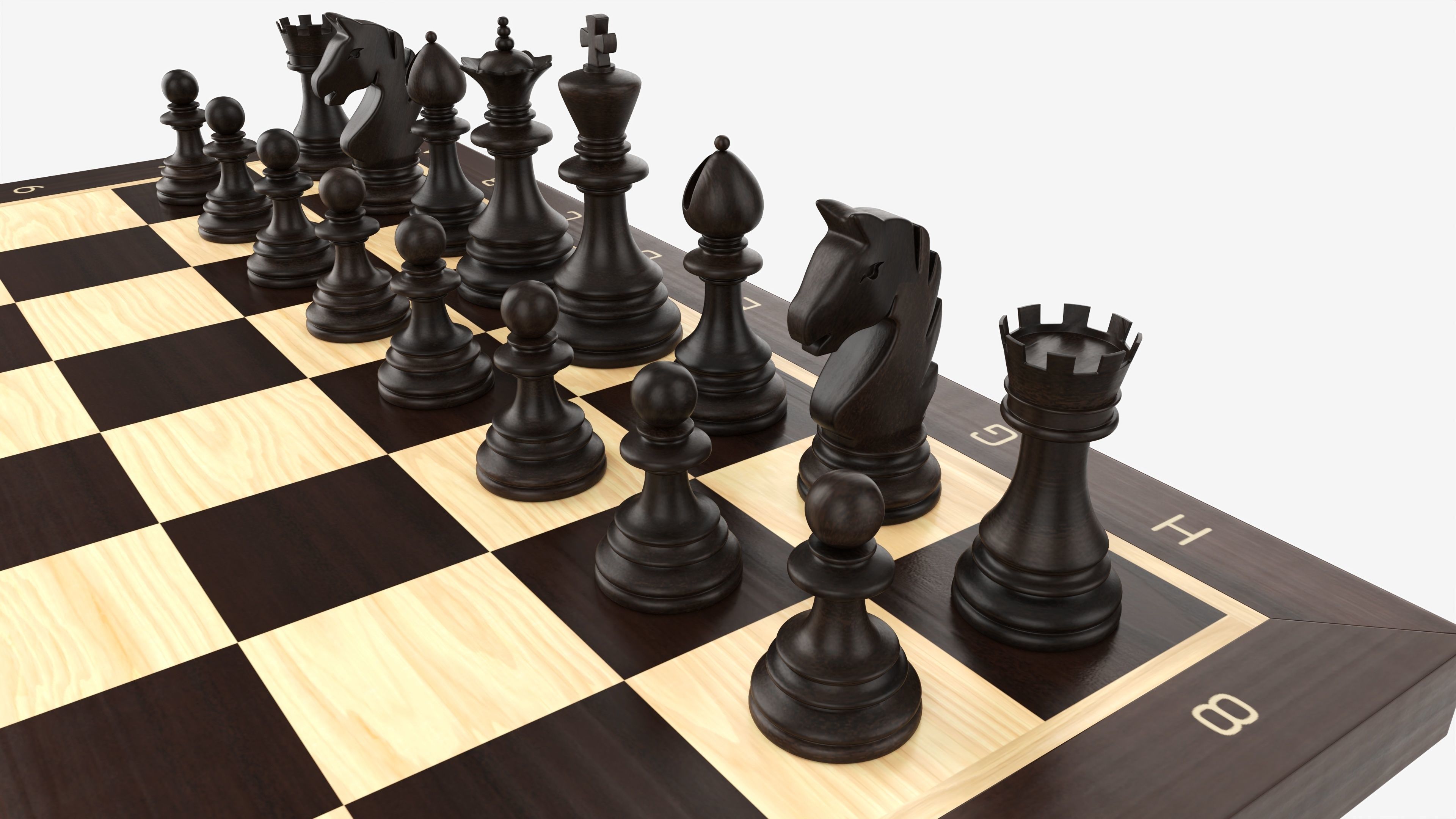 Chessboard game pieces 3D model_3
