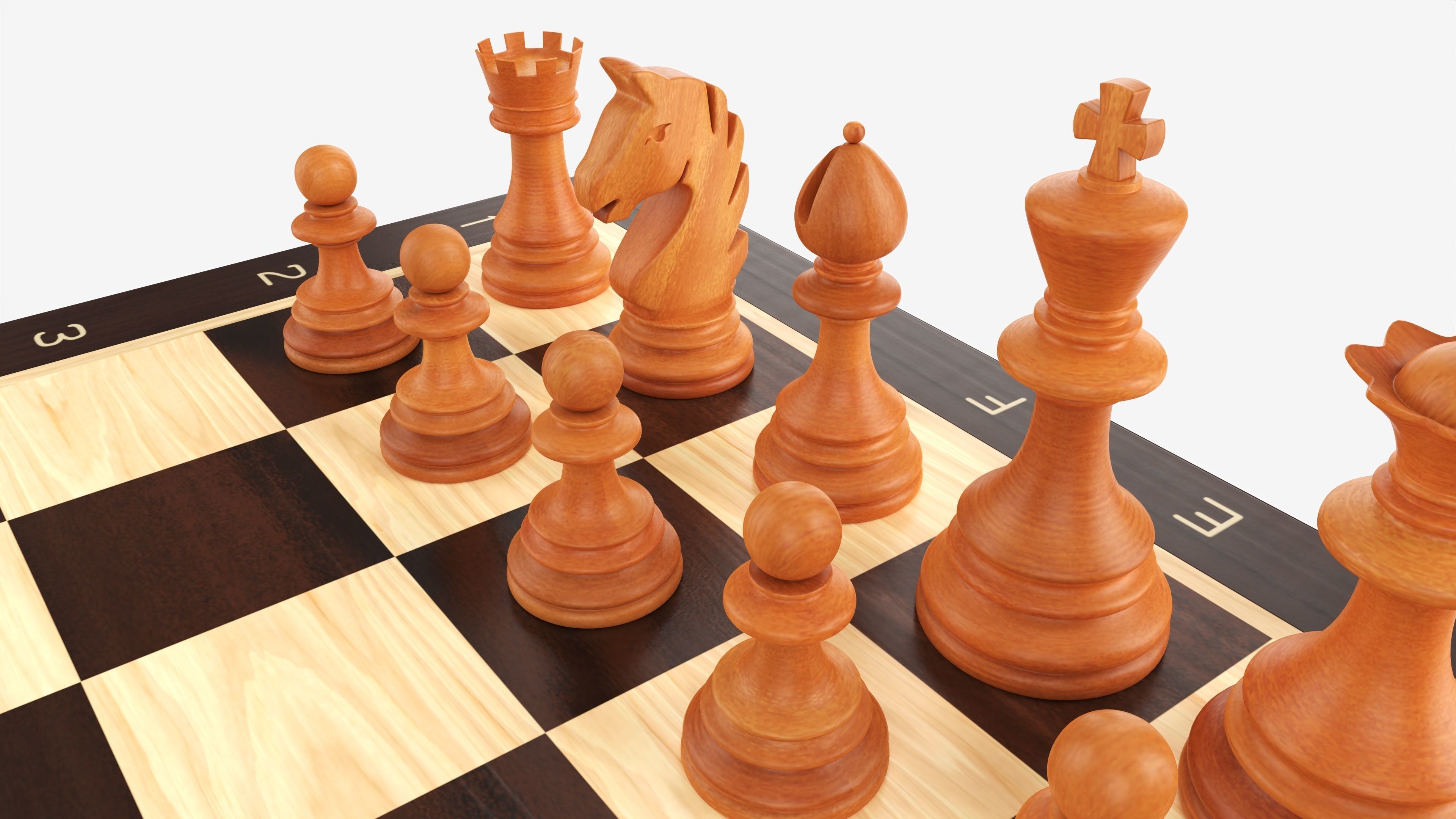 Chessboard game pieces 3D model_1