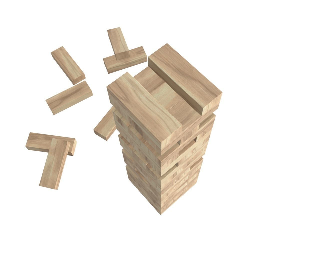 Tower blocks game wooden 3D model_3