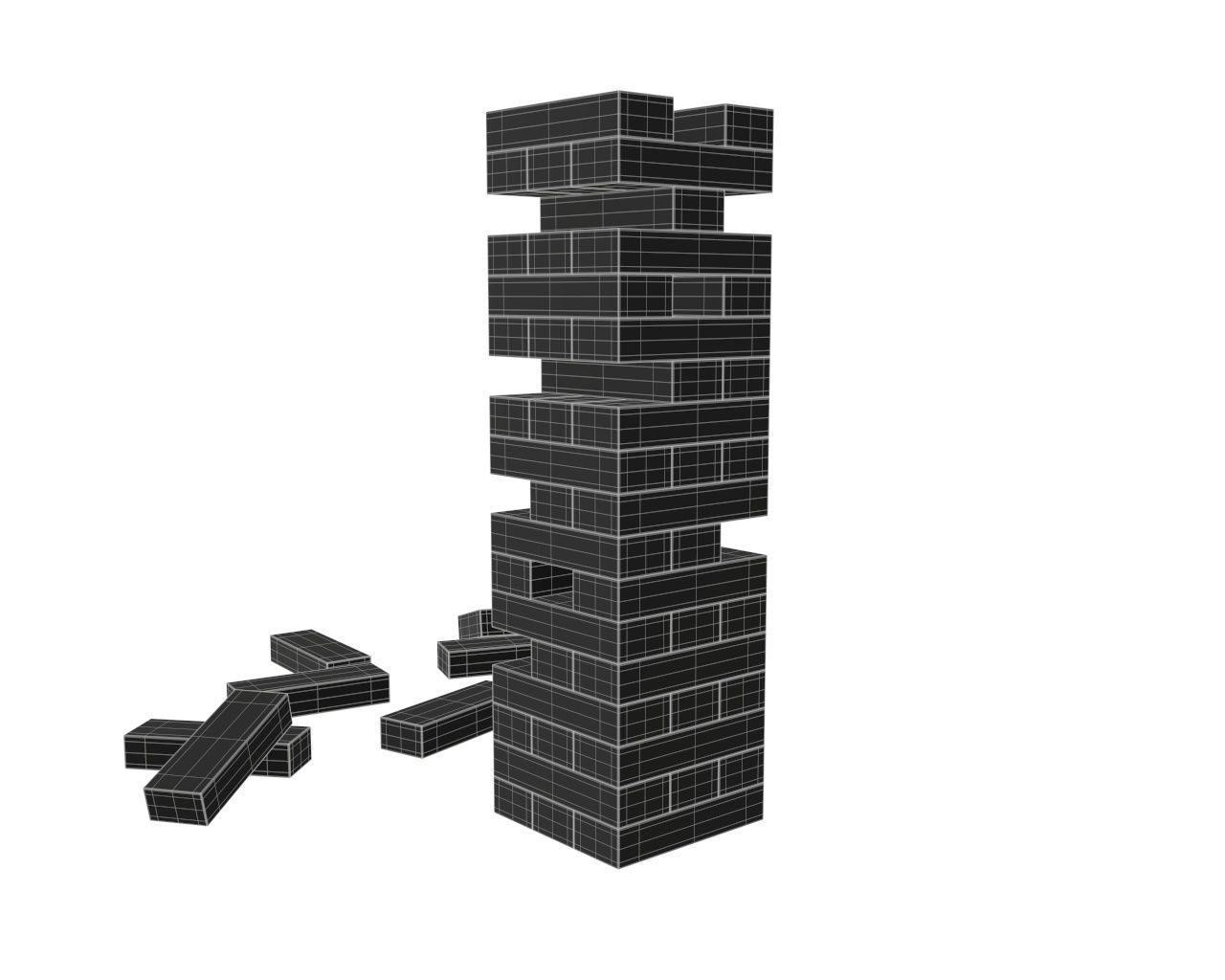 Tower blocks game wooden 3D model_6
