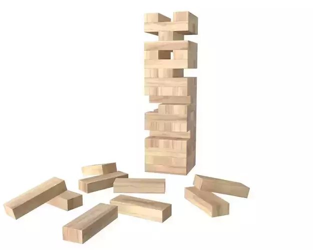 Tower blocks game wooden 3D model