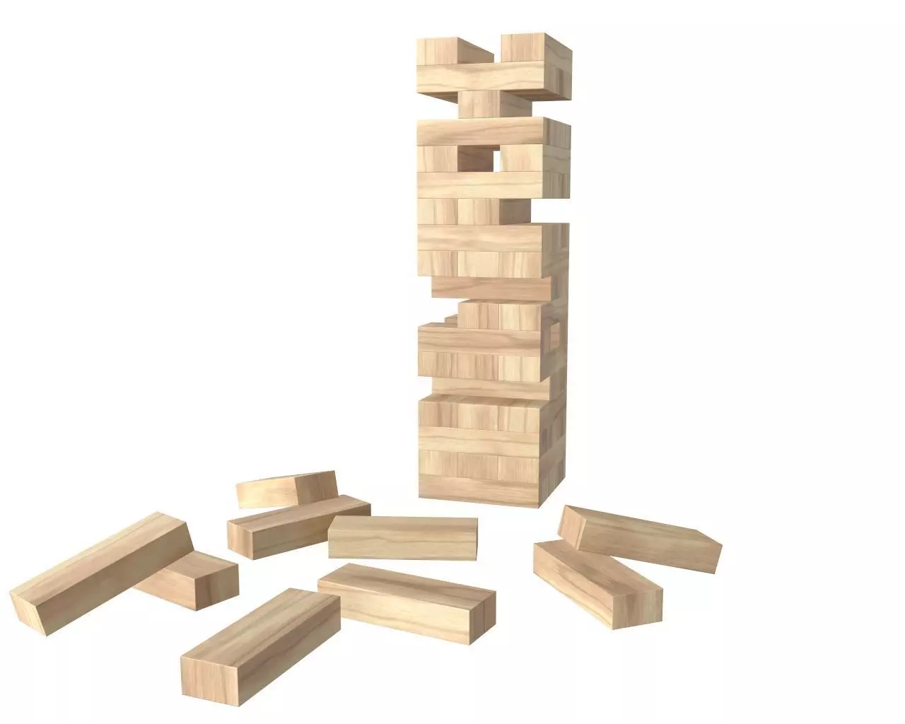 Tower blocks game wooden 3D model_0