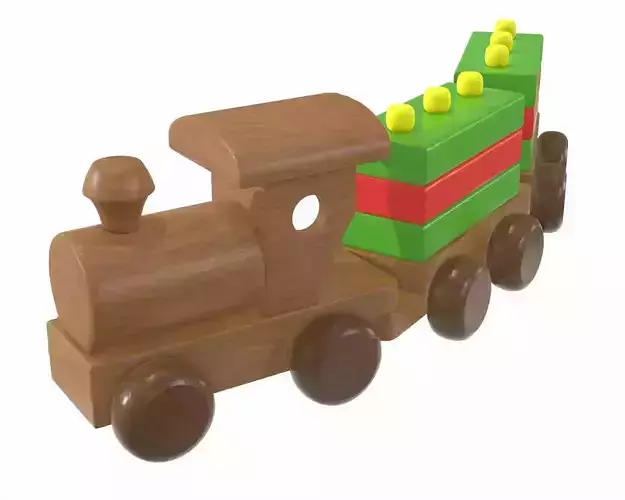 Train wooden 3D model