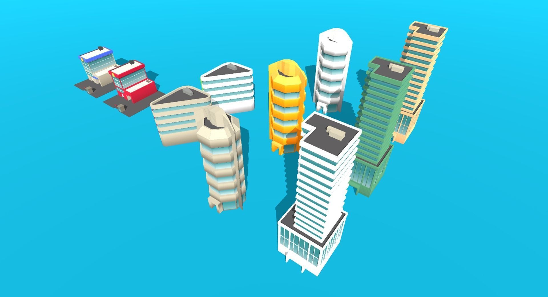 Low Poly Modular City Pack Low-poly 3D model_5