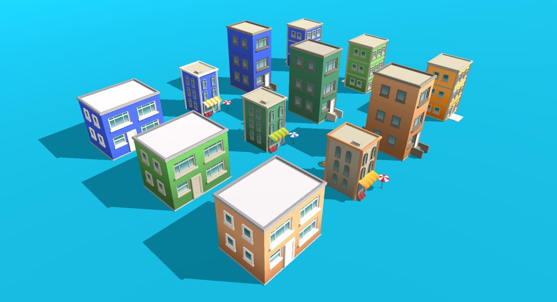 Low Poly Modular City Pack Low-poly 3D model_7