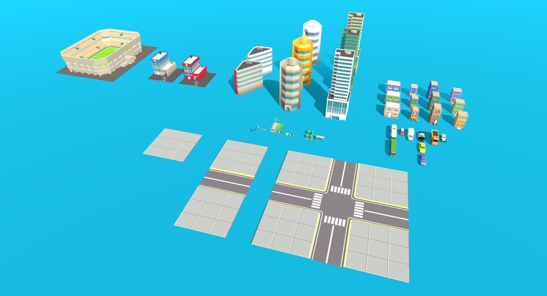 Low Poly Modular City Pack Low-poly 3D model_13