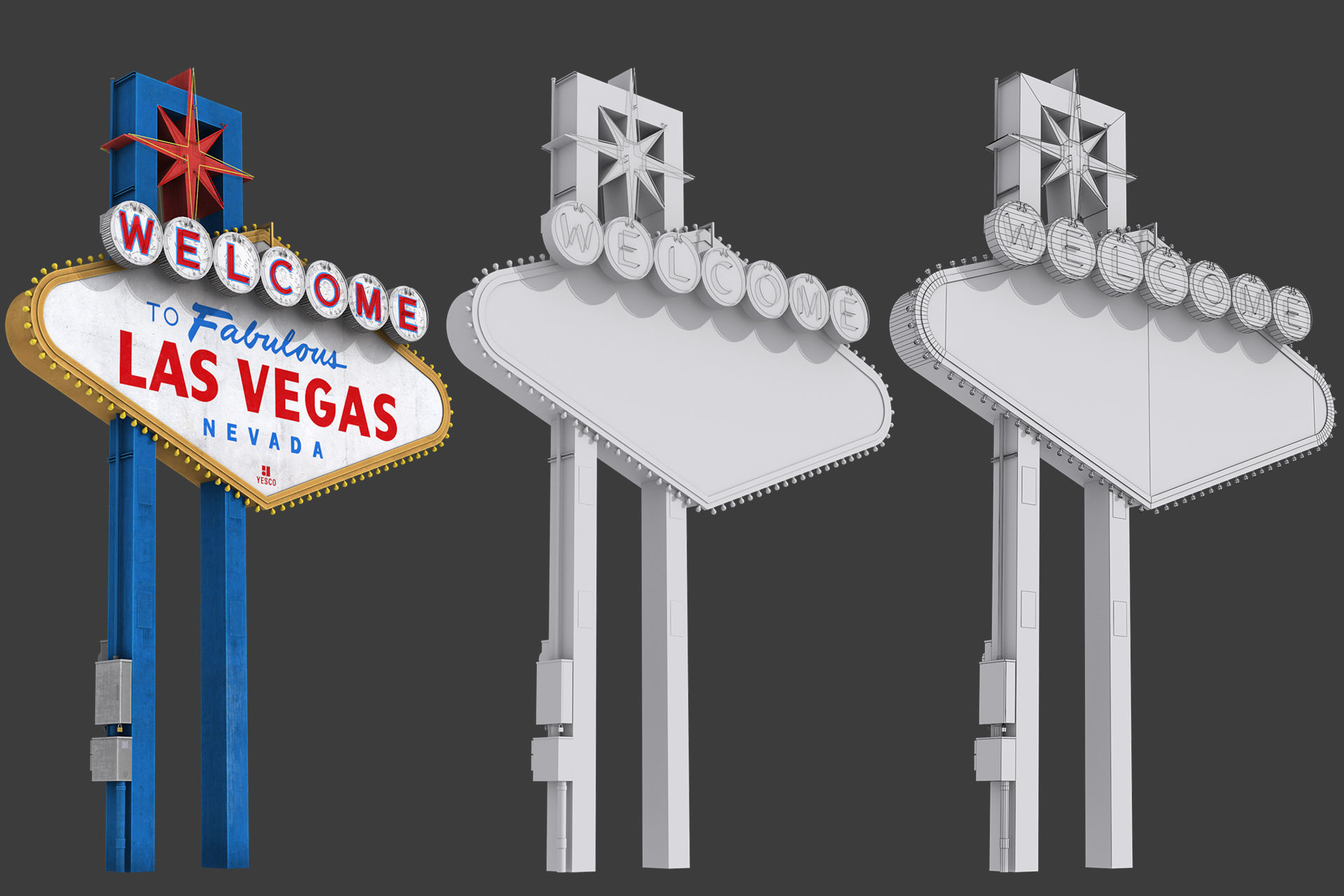 Las Vegas Sign Low-poly 3D model_1