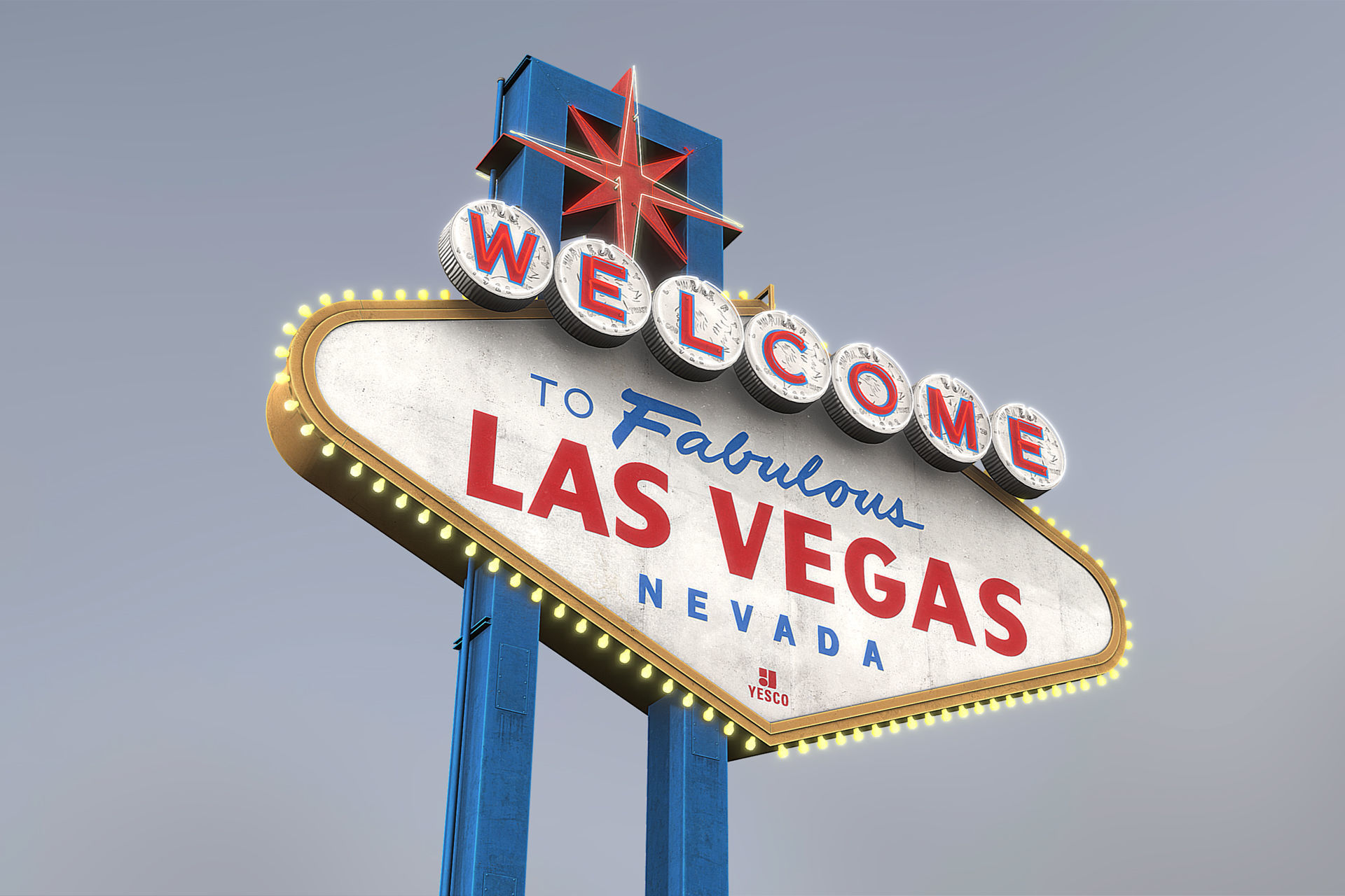 Las Vegas Sign Low-poly 3D model_10
