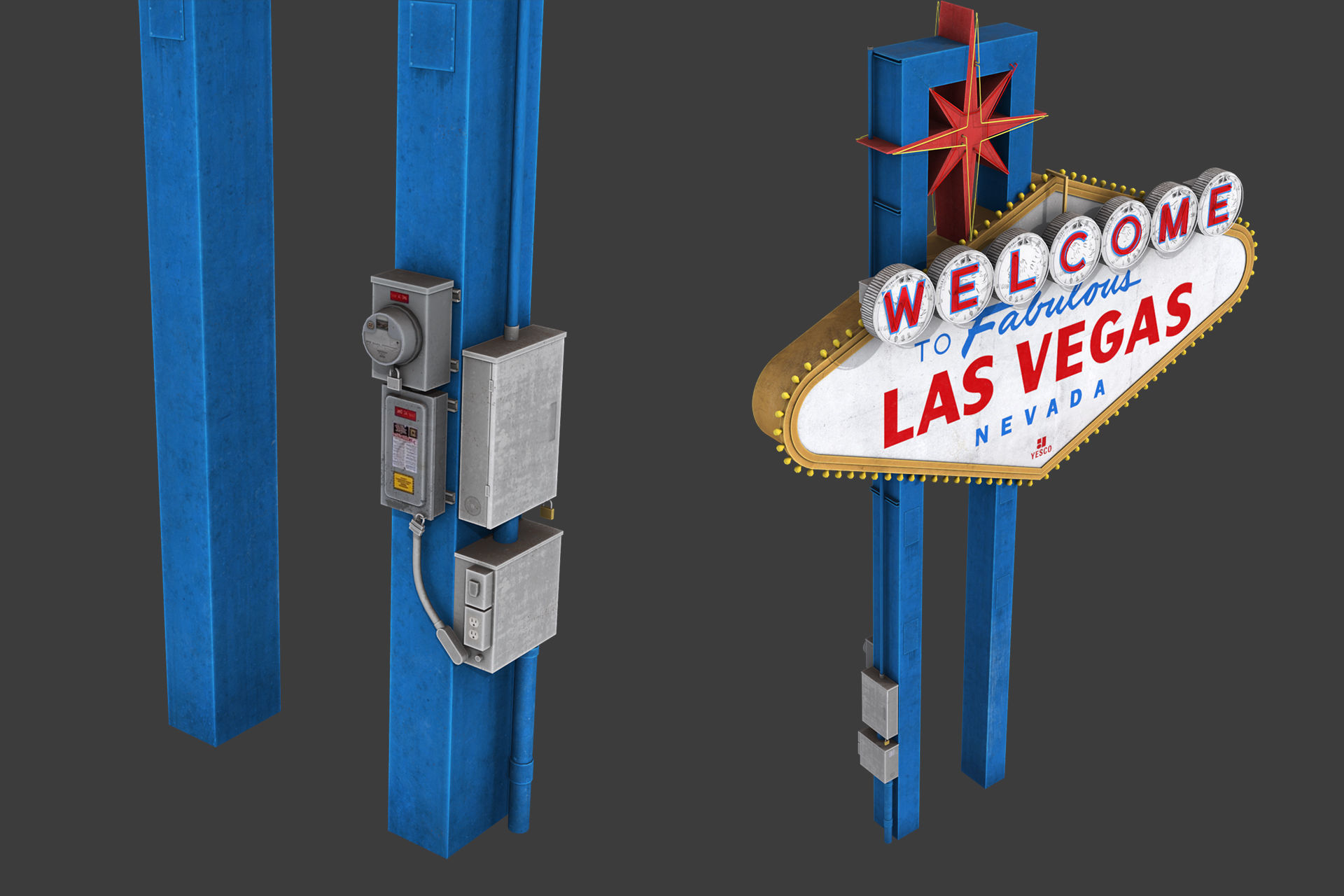 Las Vegas Sign Low-poly 3D model_5