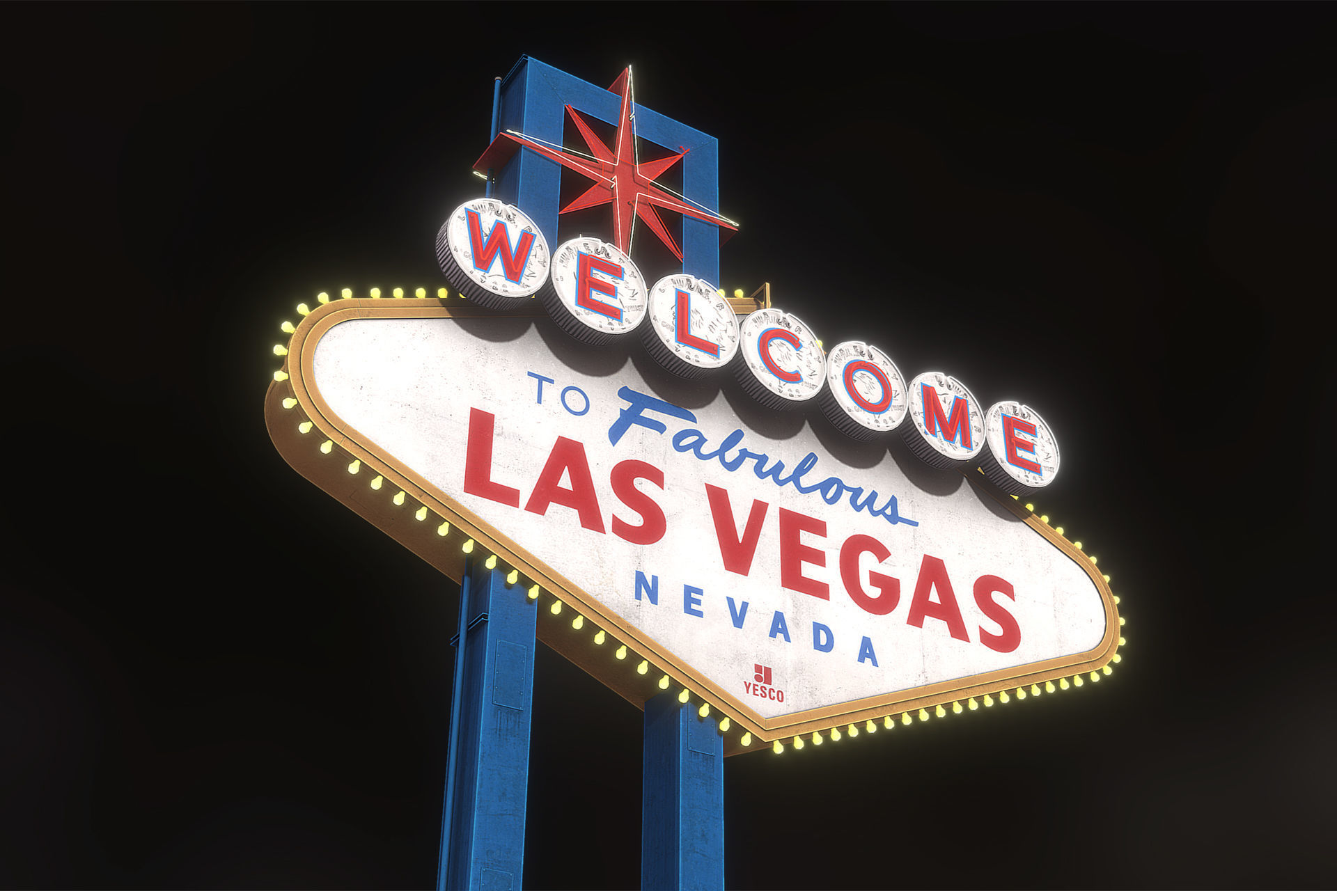 Las Vegas Sign Low-poly 3D model_11