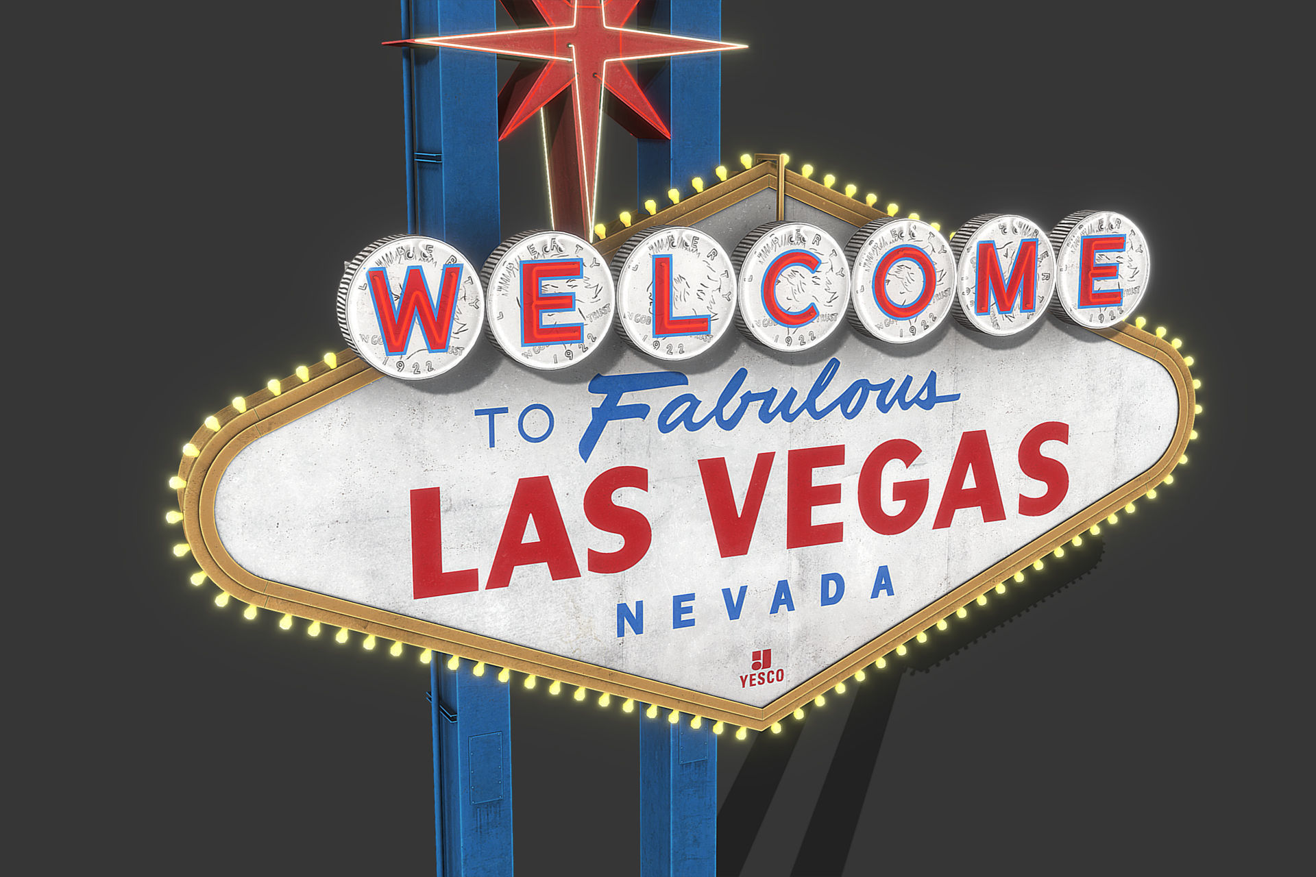 Las Vegas Sign Low-poly 3D model_6