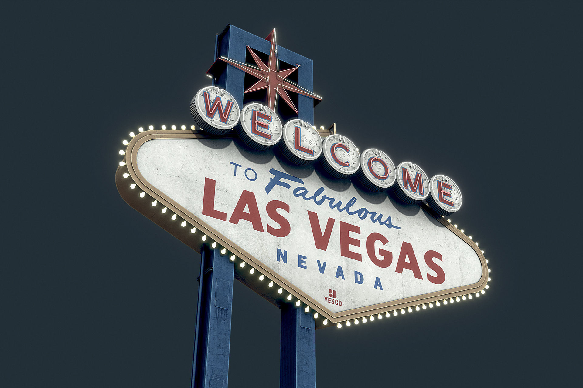 Las Vegas Sign Low-poly 3D model_12