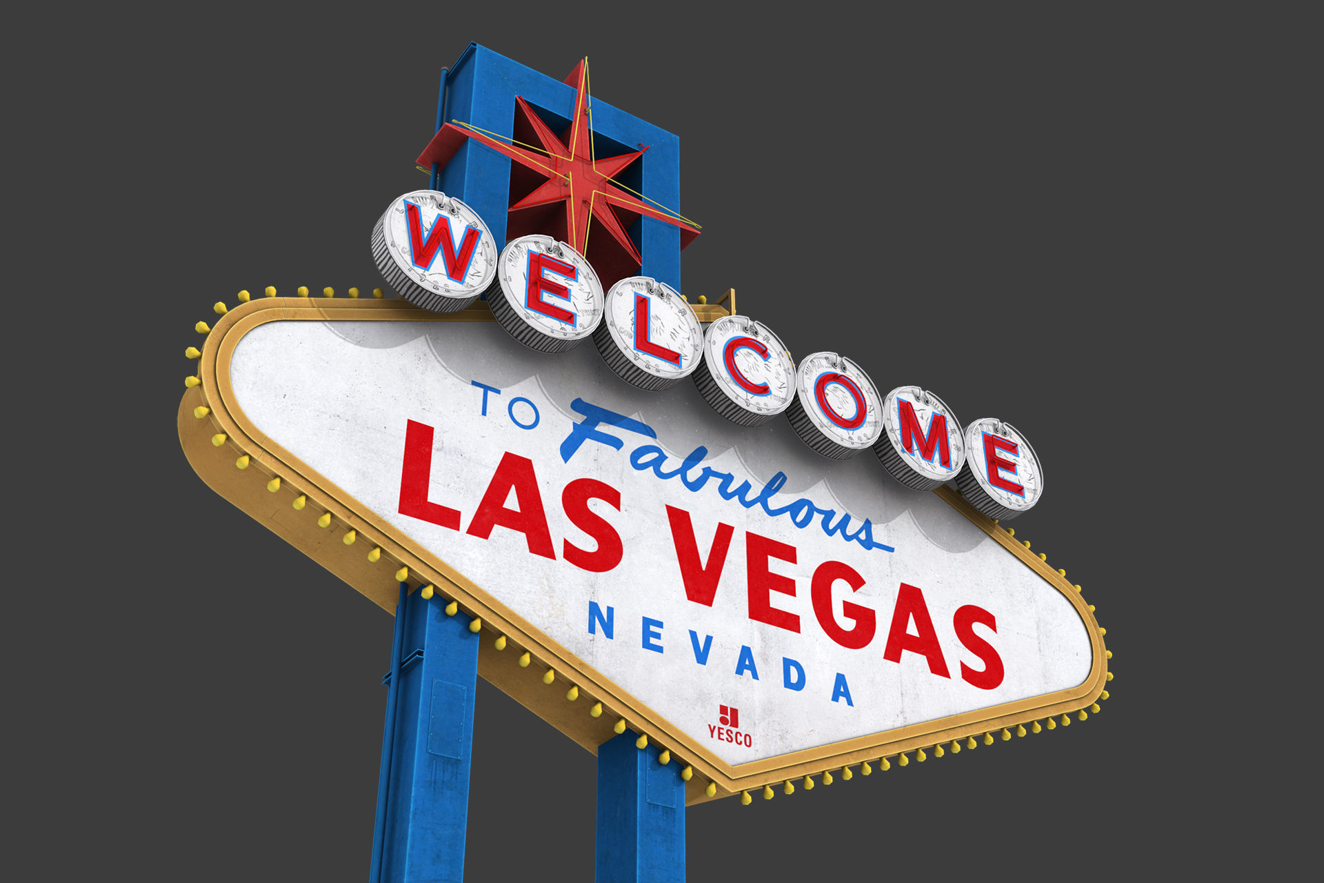 Las Vegas Sign Low-poly 3D model_4